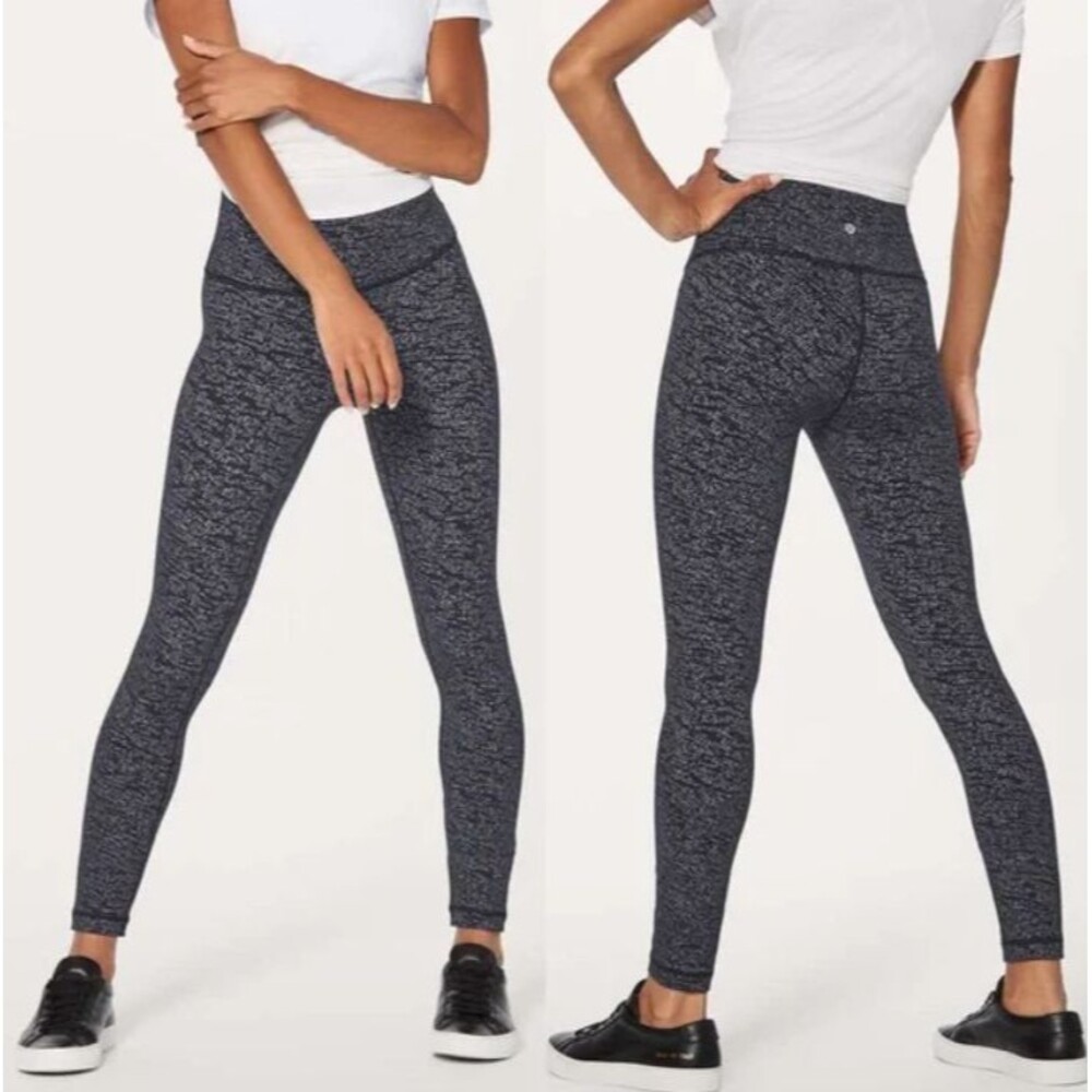 Lululemon Legging Wunder Under Hi-Rise 7/8 Sz 2 Luon Frayed Camo Black White 25"
